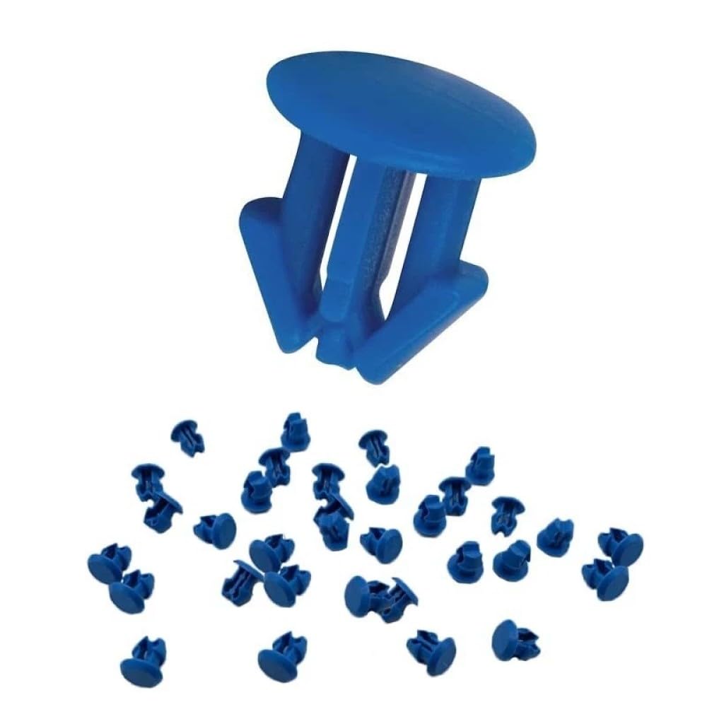 GAMBC® 100 Stück Autokennzeichenknöpfe – Clips – Knöpfe zur Befestigung von Nummernschildern – Material ABS – Universal für italienische Kennzeichen (Blau) von GAMBC