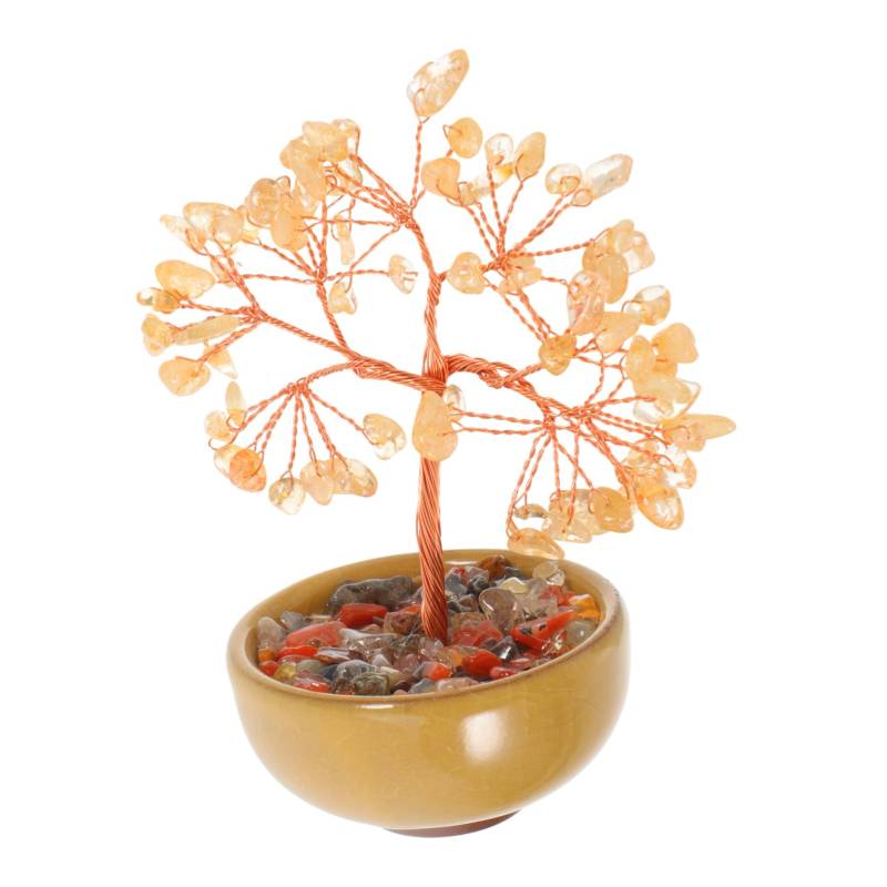 GANAZONO Kristallbaum Deko Glücksbaumschmuck Kristall Glücksbaum Natürliche Handgefertigte Ornamente Chakra-Ornamente Ornamente Von Kristall Natursteinverzierung Weißer Kristall Gelb von GANAZONO