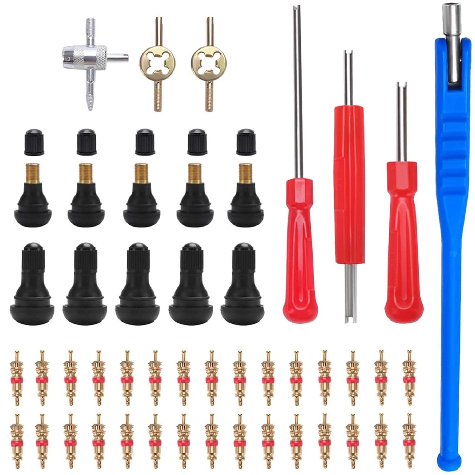 Reifenventilentferner, Ventilschrauber Tyre Valve Core Tool Set, Autoventil Adapter, mit TR412 Snap-in Gummi Reifen Ventile, Doppel & Einzelkopf Ventil Entferner, für Auto, Motorrad, 47 Stücke Reifenventilentferner, Ventilschrauber Tyre Valve Core Tool Set, Autoventil Adapter, mit TR412 Snap-in Gummi Reifen Ventile, Doppel & Einzelkopf Ventil Entferner, für Auto, Motorrad, 47 Stücke von GANILITY