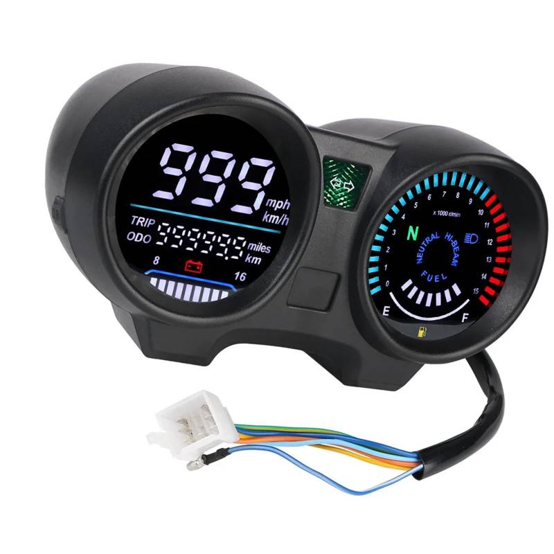 GAOFESA Digital Display Tachometermesser Armaturenbrett Geeignet Für CG150 Lüfter 150 Wasserdichtes Motorradinstrument LED Drehzahlmesser von GAOFESA