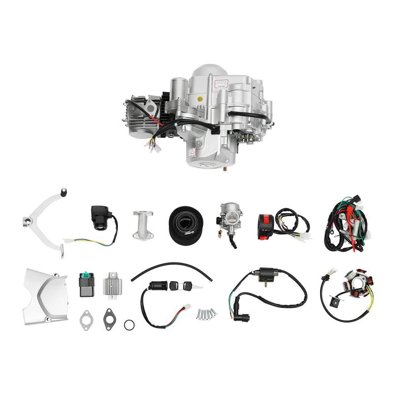 125 cc Motor Kit 4-Takt Dirt Bike Cross Motor Vergaser Einzylinder halbautomatisch für Go Kart, Quad, Dirt Bike, ATV von GAOUSD