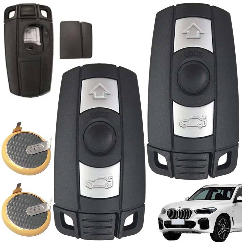 2 STK Autoschlüssel Gehäuse Fernbedienung, Schlüsselhülle Cover Autoschlüssel kompatibel, Autoschlüssel Gehäuse mit 2* LIR2025 Batterie für BMW 1er 3er 5er 6er X1 X5, Schlüssel Gehäuse Fernbedienung von GAOUTO