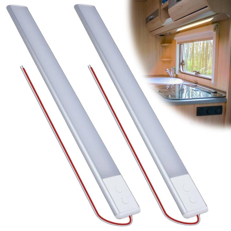 2 Stück Led Lampen Wohnmobil, 12 Volt Wohnmobil LED Beleuchtung Leuchte, Auto Dach Beleuchtung Lichtleiste mit Speicherschalter, Dimmbar Wohnmobilbeleuchtung Led Leiste für Wohnmobil, Auto und Boot von GAOUTO
