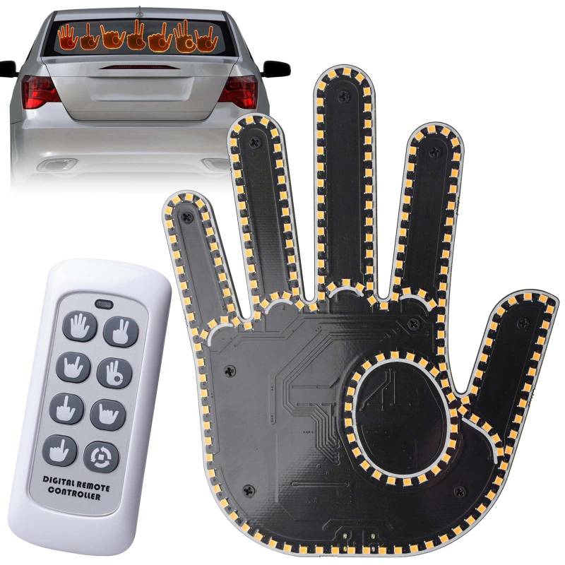 Auto Finger Licht, Auto Finger Licht und Hand Zeichen, Daumen-Up-Down-Licht, LED Hand Geste Zeichen Licht mit Fernbedienung von GAOUTO
