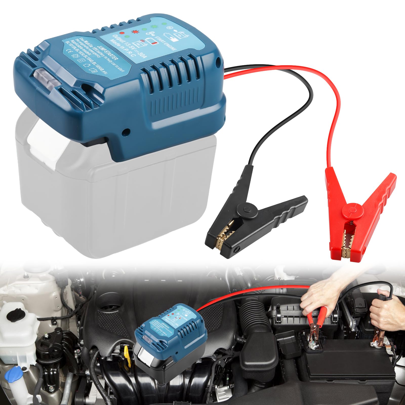 GAOUTO Auto Starthilfe Powerbank Adapter für Makita 18V Akku, 11AWG Kabel, 12V Starthilfe Powerbank, Tragbares Schnellladegerät für das Auto,Starthilfegeräte für Autobatterien (Keine Batterie) von GAOUTO