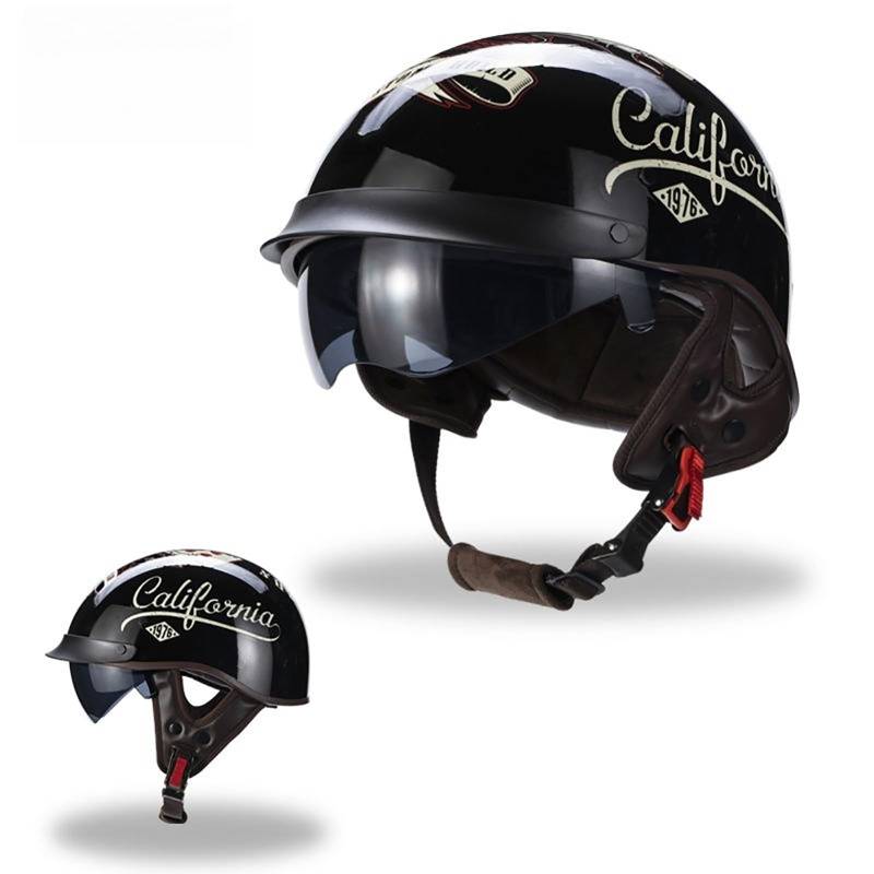 Halbhelm Für Motorrad Moped Roller Vintage-Stil Für Erwachsene Männer Und Frauen Crashhelm Leichtes Design Cartoon-Muster G,M(55-57CM) von GAOZITAIGZ