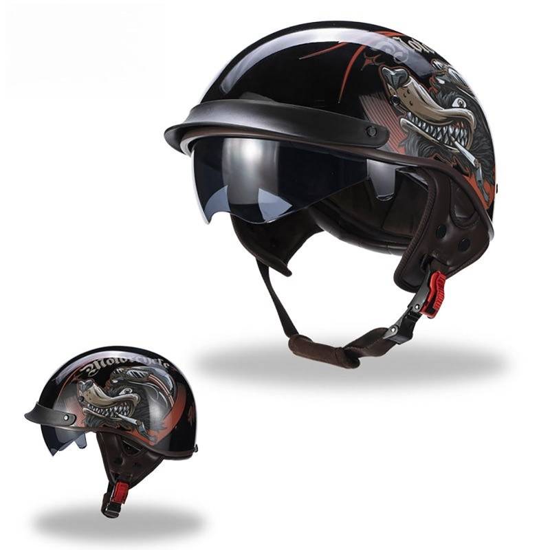 Halbhelm Für Motorrad Moped Roller Vintage-Stil Für Erwachsene Männer Und Frauen Crashhelm Leichtes Design Cartoon-Muster H,XXL(63-64CM) von GAOZITAIGZ