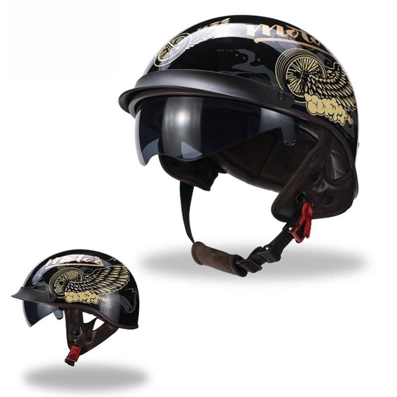 Halbhelm Für Motorrad Moped Roller Vintage-Stil Für Erwachsene Männer Und Frauen Crashhelm Leichtes Design Cartoon-Muster I,XL(61-62CM) von GAOZITAIGZ