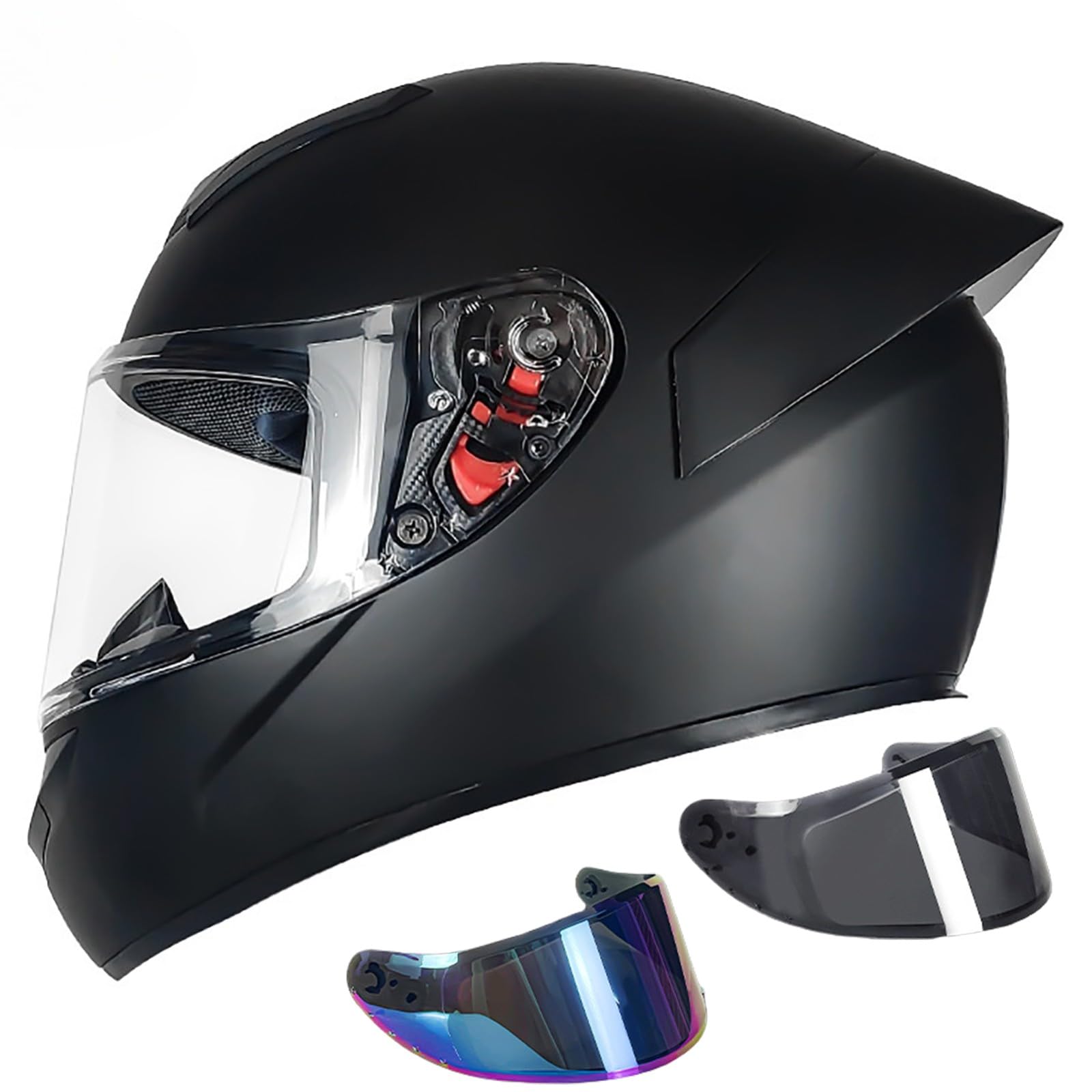 Integralhelm ECE Zertifiziert, Integralhelm Für Damen Und Herren Mit Aerodynamischem Spoiler Und Kratzfestem Visier, Hochfeste Schale Atmungsaktiv Und Bequem A,XXL(63CM) von GAOZITAIGZ