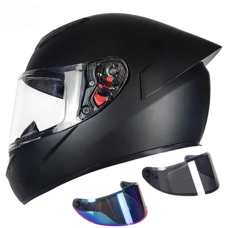 Integralhelm ECE Zertifiziert, Integralhelm Für Damen Und Herren Mit Aerodynamischem Spoiler Und Kratzfestem Visier, Hochfeste Schale Atmungsaktiv Und Bequem A,XXL(63CM) von GAOZITAIGZ
