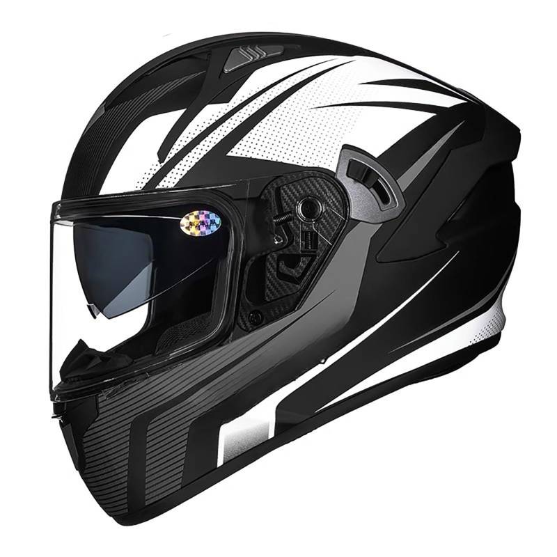 Integralhelm Für Motorradfahrer Vierjahreszeitenhelm Mit Doppelvisier Moped-Straßenhelm Für Den Stadtverkehr Tourenhelm M,L(58-59CM) von GAOZITAIGZ