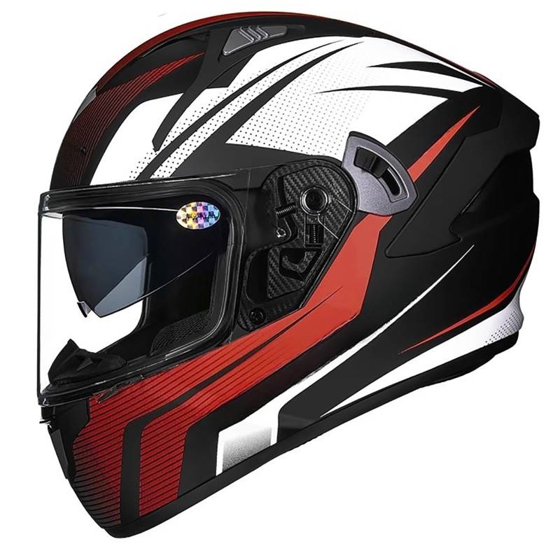 Integralhelm Für Motorradfahrer Vierjahreszeitenhelm Mit Doppelvisier Moped-Straßenhelm Für Den Stadtverkehr Tourenhelm P,L(58-59CM) von GAOZITAIGZ
