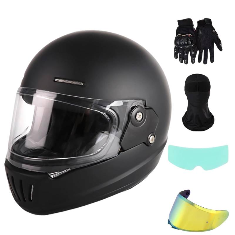 Integralhelm Mit Kratzfestem Visier Motorrad Helm ECE 2205 Zertifiziert Retro Motorradhelm Für Damen & Herren Integralhelm F,L(57-58CM) von GAOZITAIGZ
