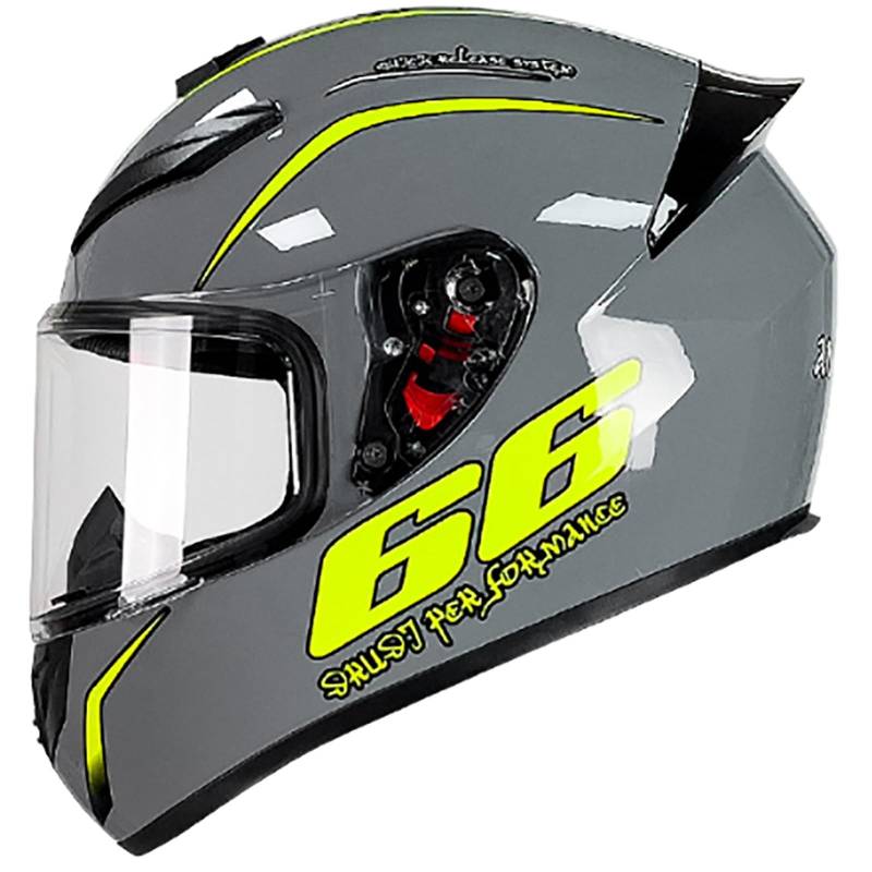 Integralhelm Mit Sonnenblende, Racing Style Motorrad Helm, Motorradhelm ECE 2205 Zertifiziert, Integralhelm Für Erwachsene Frauen Und Männer E,S(55-56CM) von GAOZITAIGZ