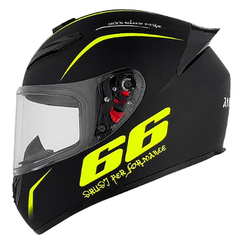 Integralhelm Mit Sonnenblende, Racing Style Motorrad Helm, Motorradhelm ECE 2205 Zertifiziert, Integralhelm Für Erwachsene Frauen Und Männer H,XXL(63-64CM) von GAOZITAIGZ