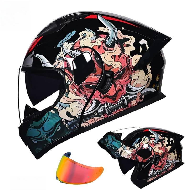 Klapphelm Mit Sonnenblende Modulare Helm Motorrad Helm Integralhelm ECE 2205 Zertifiziert Jethelm Mit Sonnenblende Klapphelm Für Frauen Und Männer B,M(55-56CM) von GAOZITAIGZ