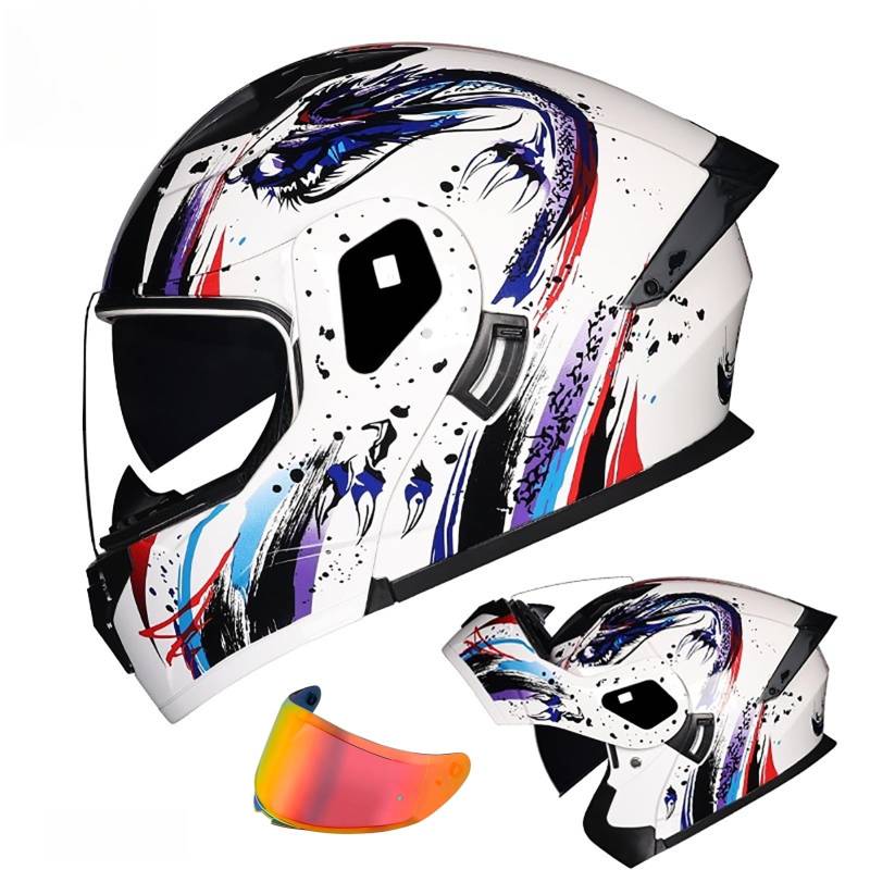 Klapphelm Mit Sonnenblende Modulare Helm Motorrad Helm Integralhelm ECE 2205 Zertifiziert Jethelm Mit Sonnenblende Klapphelm Für Frauen Und Männer D,L(59-60CM) von GAOZITAIGZ