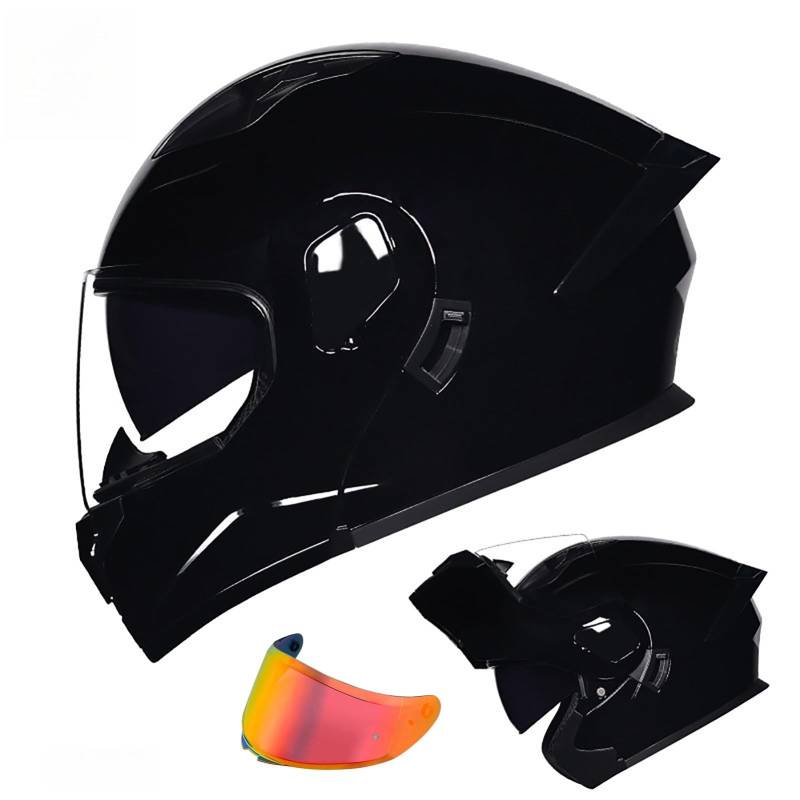 Klapphelm Mit Sonnenblende Modulare Helm Motorrad Helm Integralhelm ECE 2205 Zertifiziert Jethelm Mit Sonnenblende Klapphelm Für Frauen Und Männer E,XXL(61-62CM) von GAOZITAIGZ
