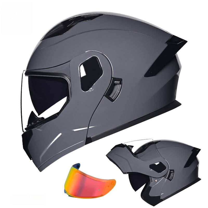 Klapphelm Mit Sonnenblende Modulare Helm Motorrad Helm Integralhelm ECE 2205 Zertifiziert Jethelm Mit Sonnenblende Klapphelm Für Frauen Und Männer F,XXL(61-62CM) von GAOZITAIGZ