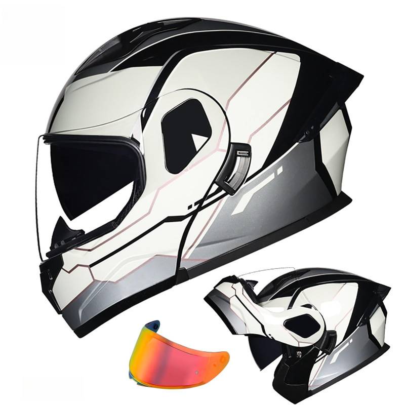 Klapphelm Mit Sonnenblende Modulare Helm Motorrad Helm Integralhelm ECE 2205 Zertifiziert Jethelm Mit Sonnenblende Klapphelm Für Frauen Und Männer G,XXL(61-62CM) von GAOZITAIGZ