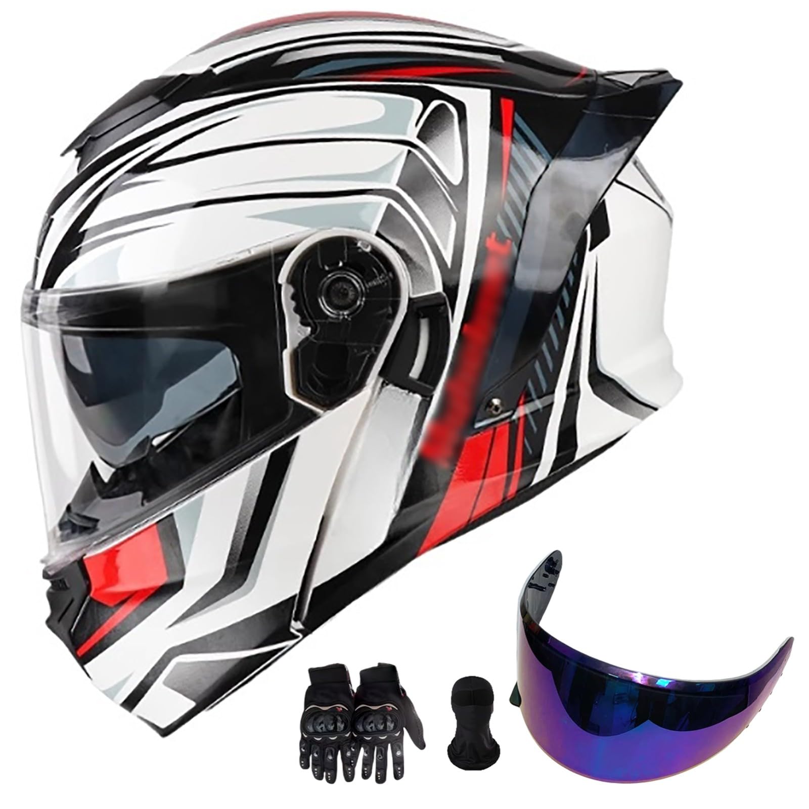 Klapphelm Mit Sonnenblende Motorrad Helm Modulare Helm Integralhelm Mit Aerodynamischem Spoiler Hochfeste Schale Atmungsaktiv Und Beque ECE Zertifiziert B,M(55-56CM) von GAOZITAIGZ