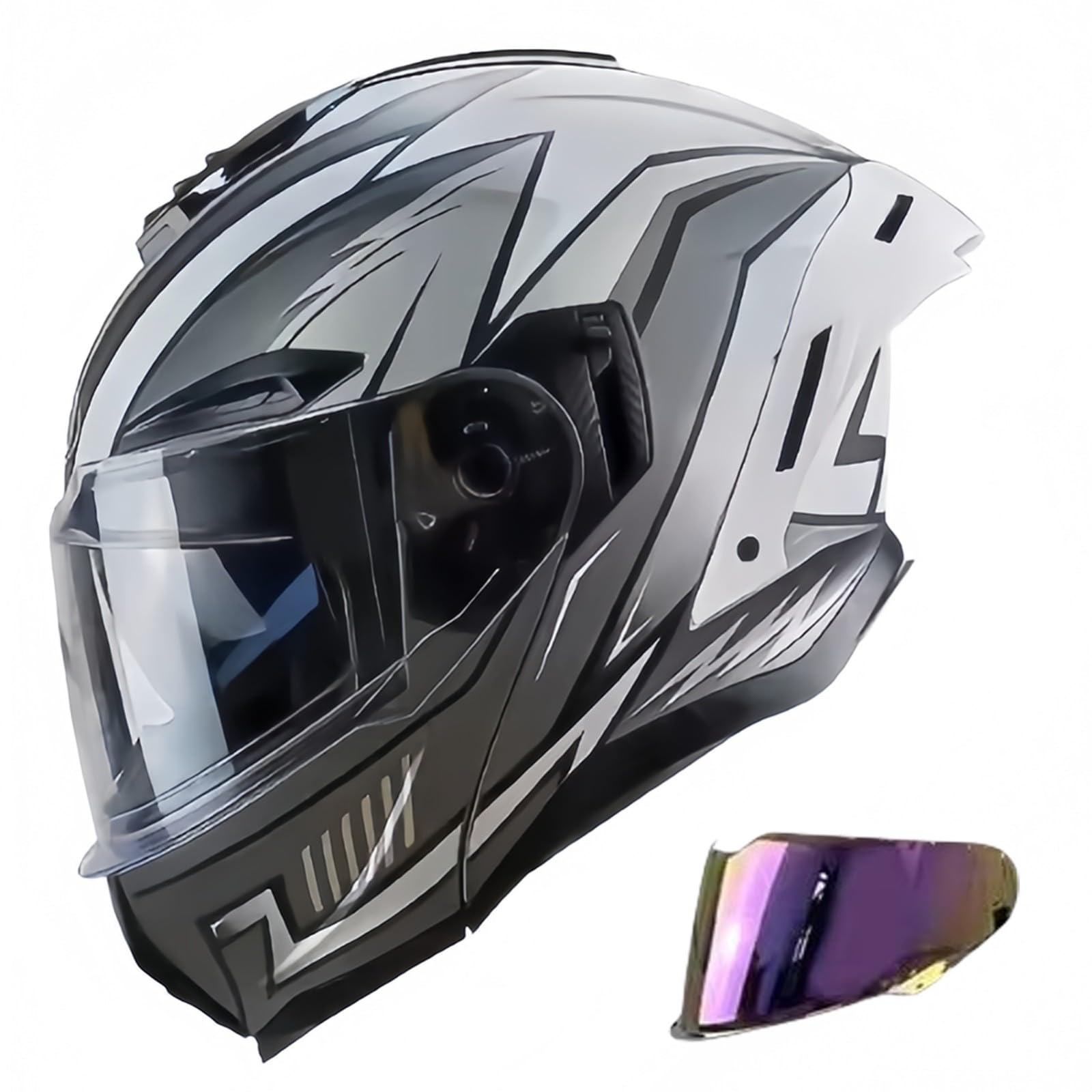 Klapphelm Motorradhelm Integralhelm ECE 2205 Zertifiziert Jethelm Mit Sonnenblende Modulare Helm Integralhelm Für Damen Und Herren C,L(57-58CM) von GAOZITAIGZ