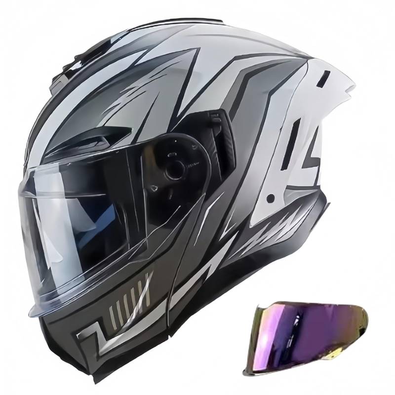 Klapphelm Motorradhelm Integralhelm ECE 2205 Zertifiziert Jethelm Mit Sonnenblende Modulare Helm Integralhelm Für Damen Und Herren C,L(57-58CM) von GAOZITAIGZ