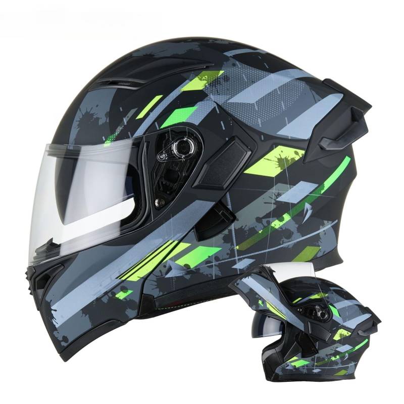 Modularer Helm, ECE/DOT-Geprüfter Integralhelm Für Motorradfahrer Zum Pendeln Und Touren Regenfestes Und Belüftetes Design Unisex B,XXL(63-64CM) von GAOZITAIGZ