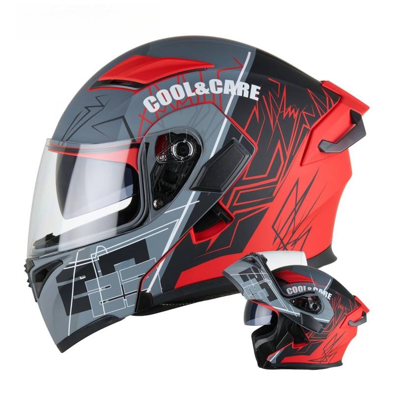 Modularer Helm, ECE/DOT-Geprüfter Integralhelm Für Motorradfahrer Zum Pendeln Und Touren Regenfestes Und Belüftetes Design Unisex D,XXL(63-64CM) von GAOZITAIGZ