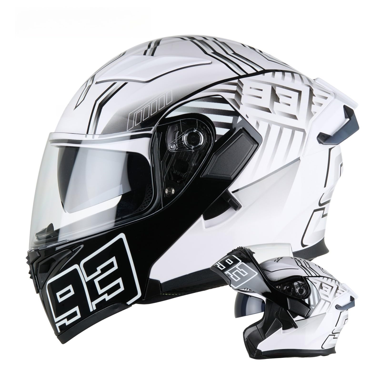 Modularer Helm, ECE/DOT-Geprüfter Integralhelm Für Motorradfahrer Zum Pendeln Und Touren Regenfestes Und Belüftetes Design Unisex E,M(57-58CM) von GAOZITAIGZ