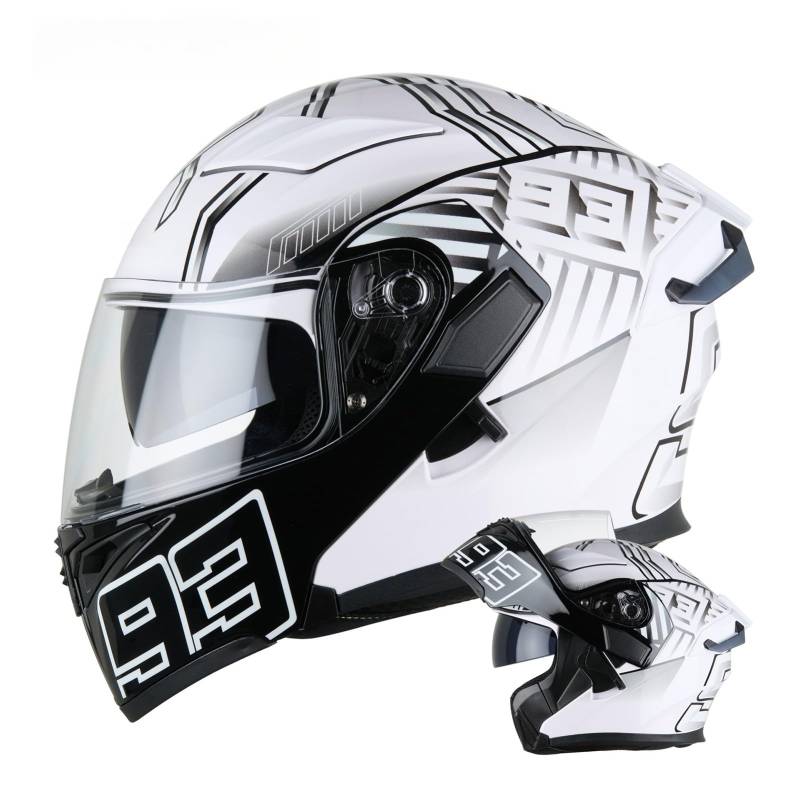 Modularer Helm, ECE/DOT-Geprüfter Integralhelm Für Motorradfahrer Zum Pendeln Und Touren Regenfestes Und Belüftetes Design Unisex E,M(57-58CM) von GAOZITAIGZ
