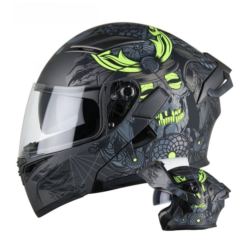 Modularer Helm, ECE/DOT-Geprüfter Integralhelm Für Motorradfahrer Zum Pendeln Und Touren Regenfestes Und Belüftetes Design Unisex F,L(59-60CM) von GAOZITAIGZ