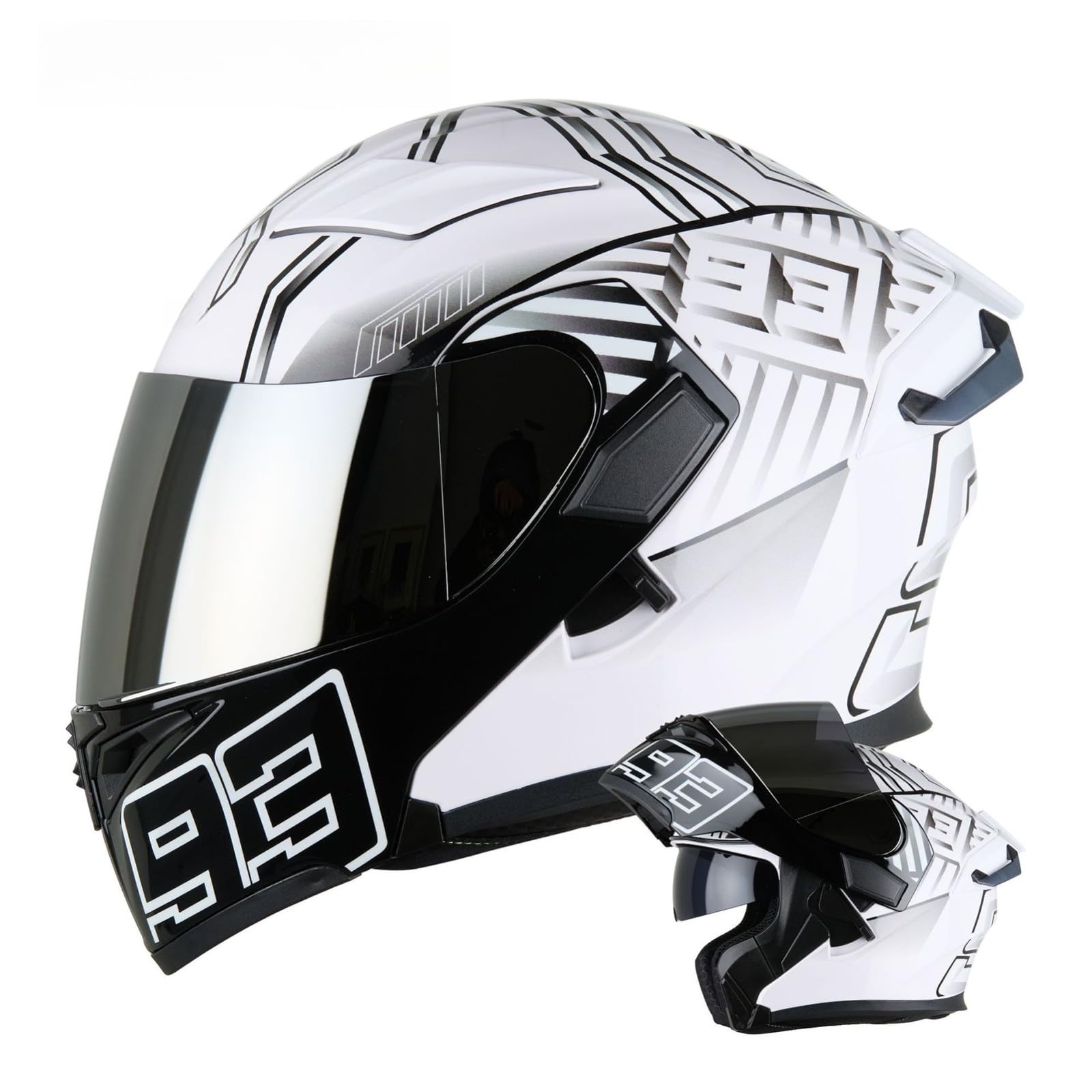 Modularer Helm, ECE/DOT-Geprüfter Integralhelm Für Motorradfahrer Zum Pendeln Und Touren Regenfestes Und Belüftetes Design Unisex K,XXL(63-64CM) von GAOZITAIGZ