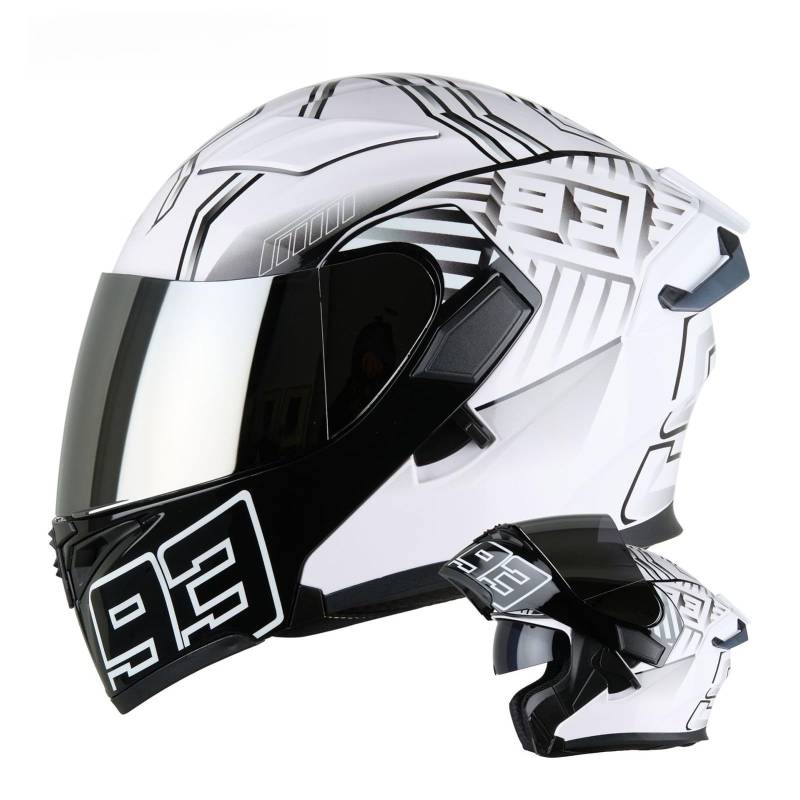 Modularer Helm, ECE/DOT-Geprüfter Integralhelm Für Motorradfahrer Zum Pendeln Und Touren Regenfestes Und Belüftetes Design Unisex K,XXL(63-64CM) von GAOZITAIGZ