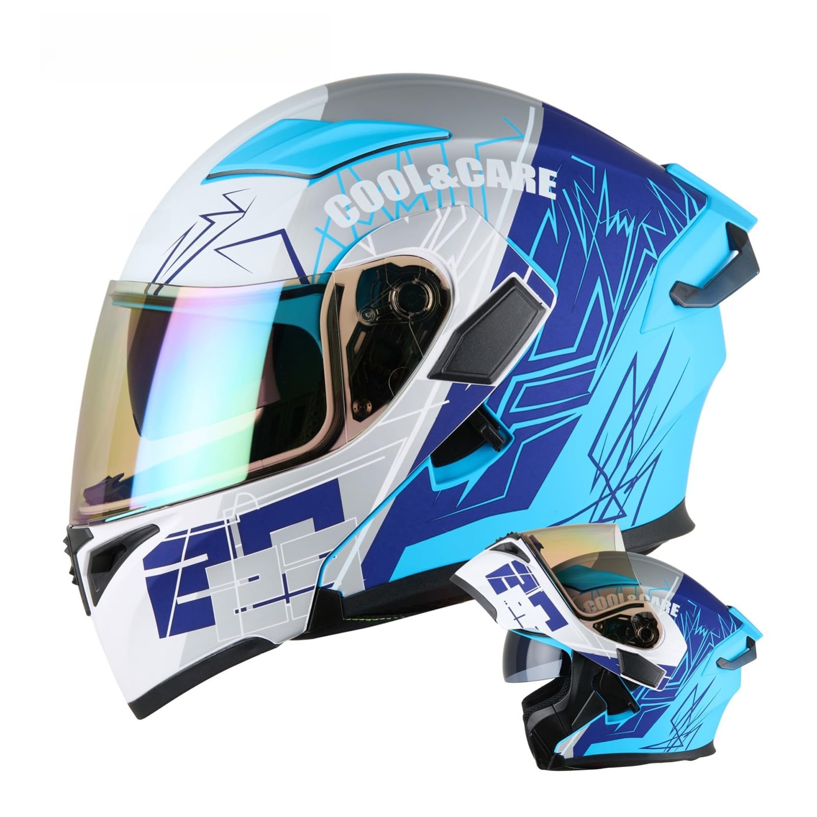 Modularer Helm, ECE/DOT-Geprüfter Integralhelm Für Motorradfahrer Zum Pendeln Und Touren Regenfestes Und Belüftetes Design Unisex N,XL(61-62CM) von GAOZITAIGZ