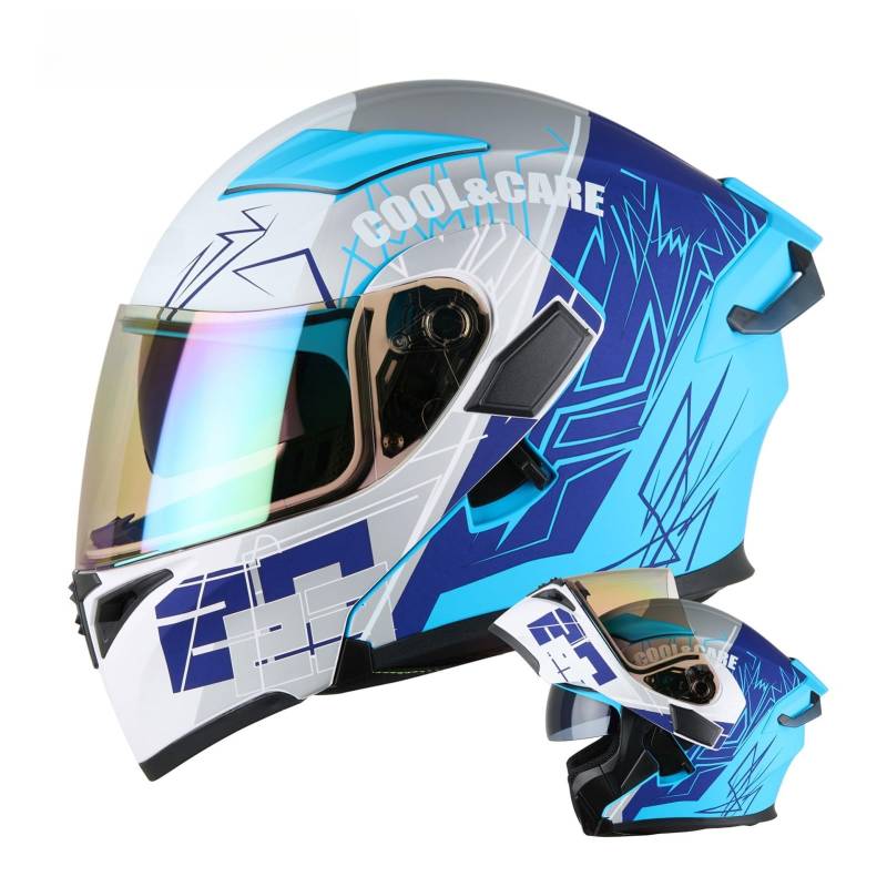 Modularer Helm, ECE/DOT-Geprüfter Integralhelm Für Motorradfahrer Zum Pendeln Und Touren Regenfestes Und Belüftetes Design Unisex N,XL(61-62CM) von GAOZITAIGZ