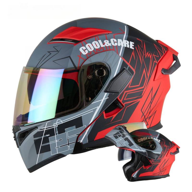 Modularer Helm, ECE/DOT-Geprüfter Integralhelm Für Motorradfahrer Zum Pendeln Und Touren Regenfestes Und Belüftetes Design Unisex O,L(59-60CM) von GAOZITAIGZ
