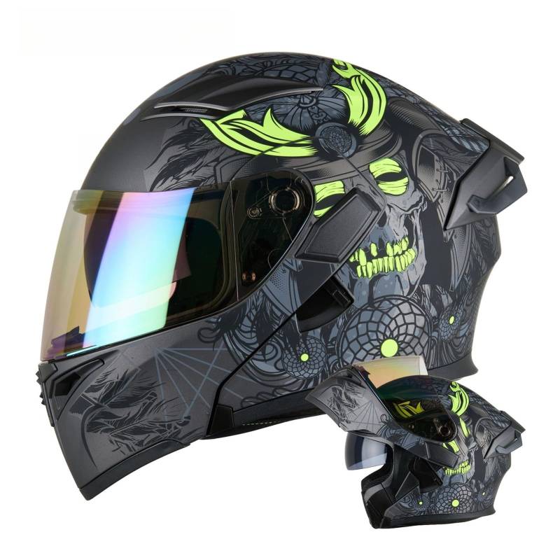 Modularer Helm, ECE/DOT-Geprüfter Integralhelm Für Motorradfahrer Zum Pendeln Und Touren Regenfestes Und Belüftetes Design Unisex Q,XL(61-62CM) von GAOZITAIGZ