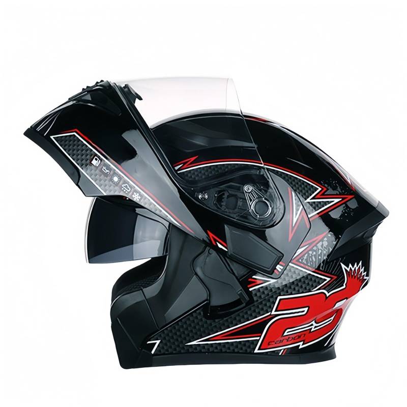 Modularer Motorradhelm Mit Aufklappbarer Vorderseite Integralhelm Für Fahrten In Der Stadt Und Touren ECE/DOT-Geprüft Schnellverschluss-Visier Und Cartoon-Muster C,L(59-60CM) von GAOZITAIGZ