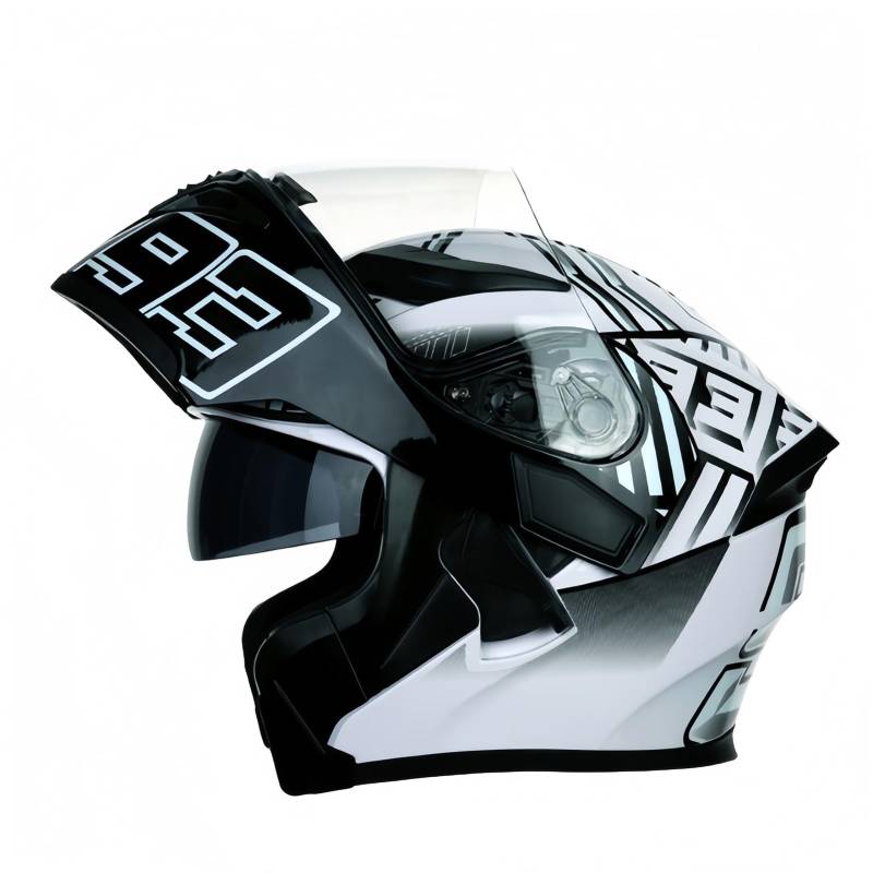 Modularer Motorradhelm Mit Aufklappbarer Vorderseite Integralhelm Für Fahrten In Der Stadt Und Touren ECE/DOT-Geprüft Schnellverschluss-Visier Und Cartoon-Muster F,XXL(63-64CM) von GAOZITAIGZ