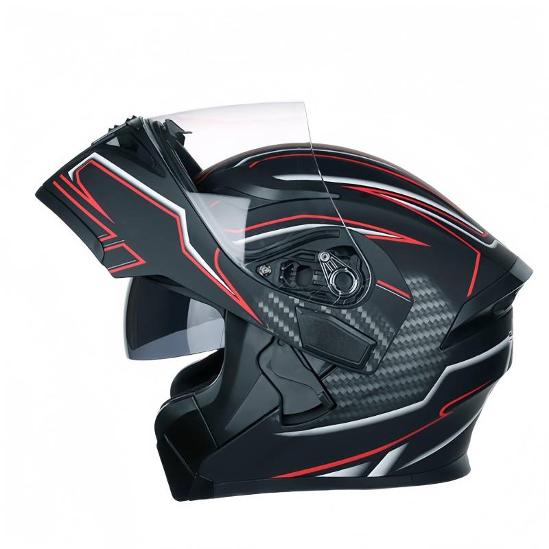 Modularer Motorradhelm Mit Aufklappbarer Vorderseite Integralhelm Für Fahrten In Der Stadt Und Touren ECE/DOT-Geprüft Schnellverschluss-Visier Und Cartoon-Muster L,XXL(63-64CM) von GAOZITAIGZ