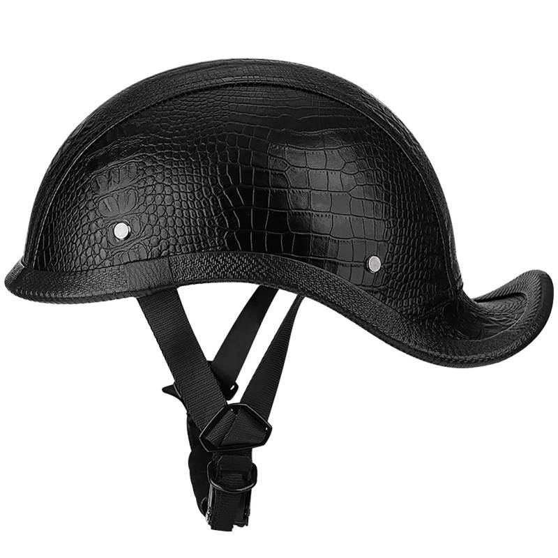 Retro-Halbgesichtshelm Für Erwachsene Männer Und Frauen Lederhelm Vintage-Halbgesichtshelme Im Deutschen Stil Für Rollermotorräder A,L(59-60CM0 von GAOZITAIGZ