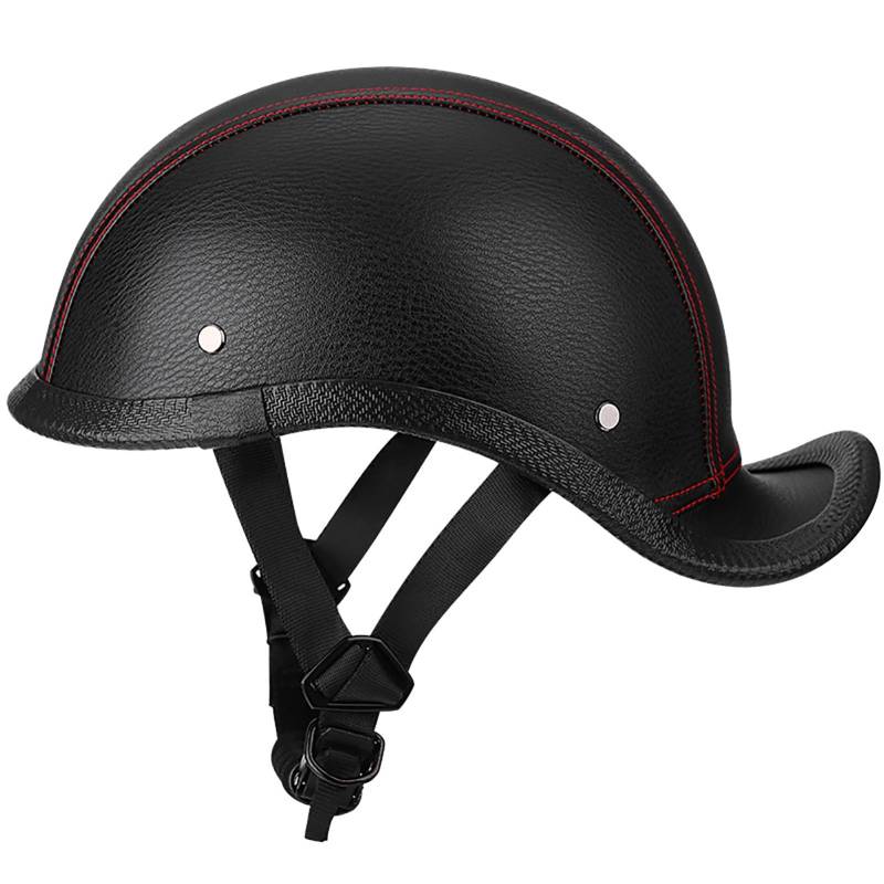 Retro-Halbgesichtshelm Für Erwachsene Männer Und Frauen Lederhelm Vintage-Halbgesichtshelme Im Deutschen Stil Für Rollermotorräder B,L(59-60CM0 von GAOZITAIGZ