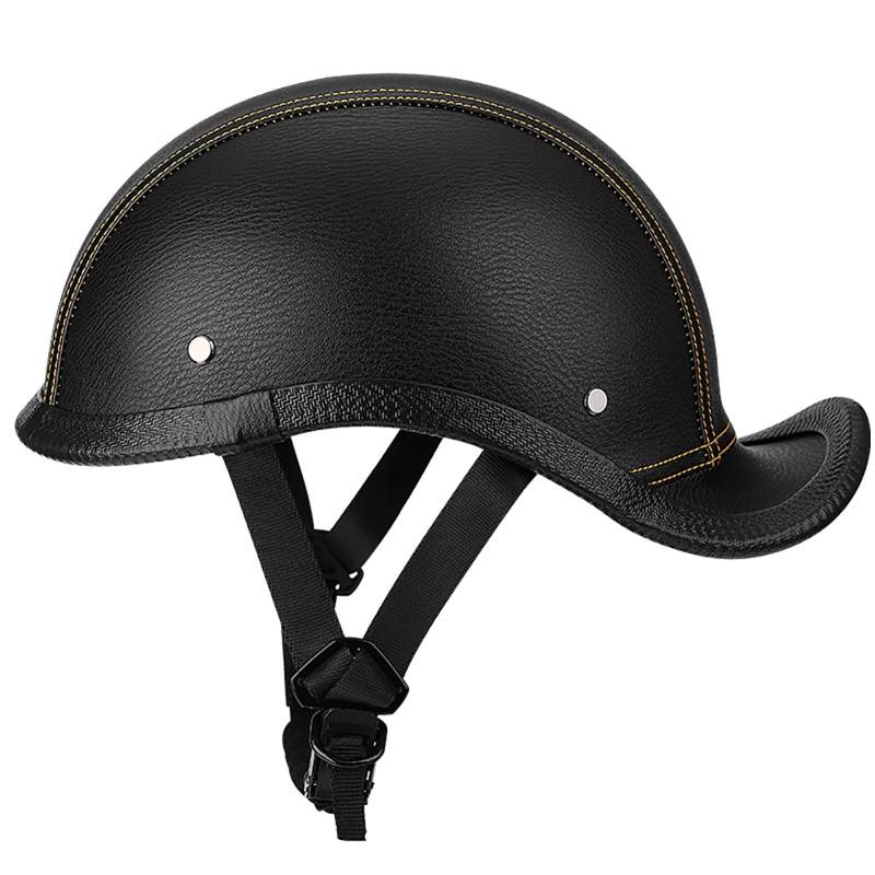 Retro-Halbgesichtshelm Für Erwachsene Männer Und Frauen Lederhelm Vintage-Halbgesichtshelme Im Deutschen Stil Für Rollermotorräder C,L(59-60CM0 von GAOZITAIGZ