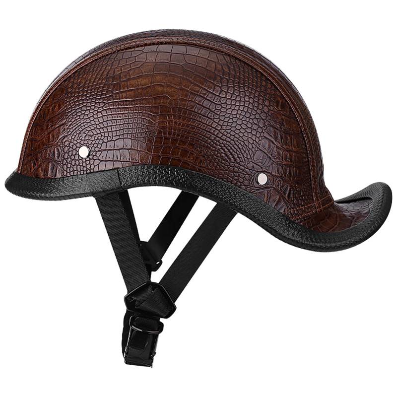 Retro-Halbgesichtshelm Für Erwachsene Männer Und Frauen Lederhelm Vintage-Halbgesichtshelme Im Deutschen Stil Für Rollermotorräder D,L(59-60CM0 von GAOZITAIGZ