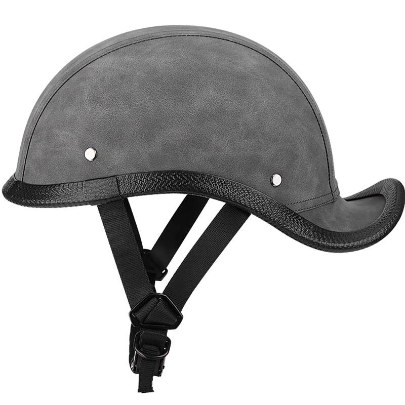 Retro-Halbgesichtshelm Für Erwachsene Männer Und Frauen Lederhelm Vintage-Halbgesichtshelme Im Deutschen Stil Für Rollermotorräder F,L(59-60CM0 von GAOZITAIGZ