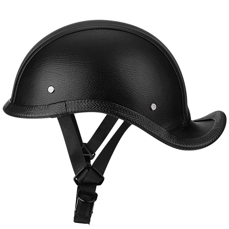 Retro-Halbgesichtshelm Für Erwachsene Männer Und Frauen Lederhelm Vintage-Halbgesichtshelme Im Deutschen Stil Für Rollermotorräder G,L(59-60CM0 von GAOZITAIGZ