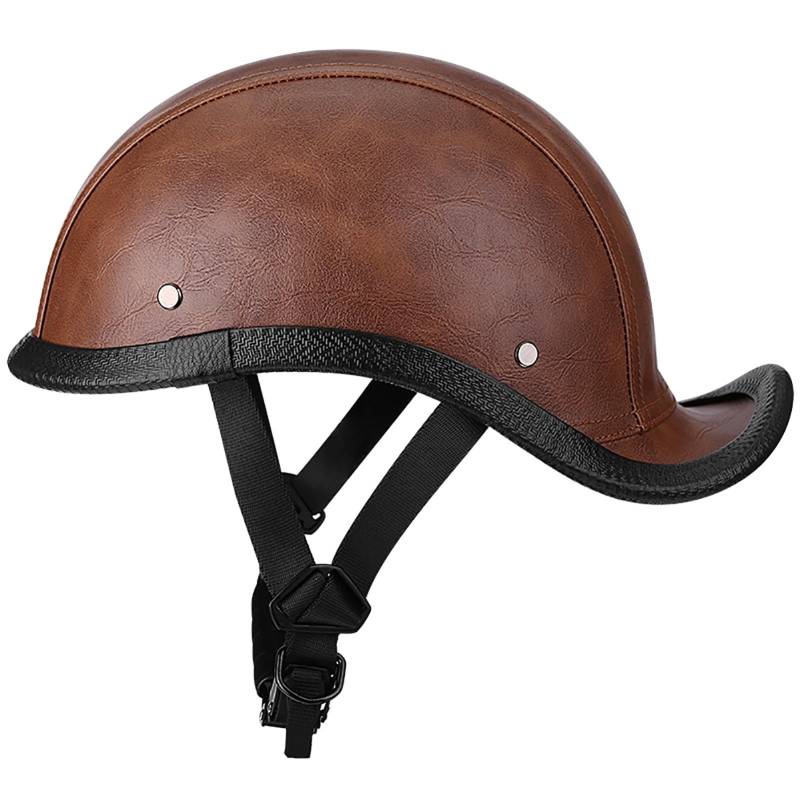 Retro-Halbgesichtshelm Für Erwachsene Männer Und Frauen Lederhelm Vintage-Halbgesichtshelme Im Deutschen Stil Für Rollermotorräder H,L(59-60CM0 von GAOZITAIGZ