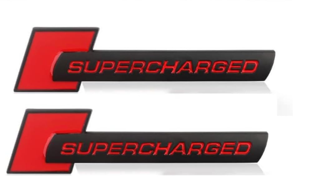 2 Stück Metall-Emblem, Premium-Auto-Abzeichen für den Kofferraum, Seitenkotflügel-Aufkleber (schwarz-rot) von GAPPORE