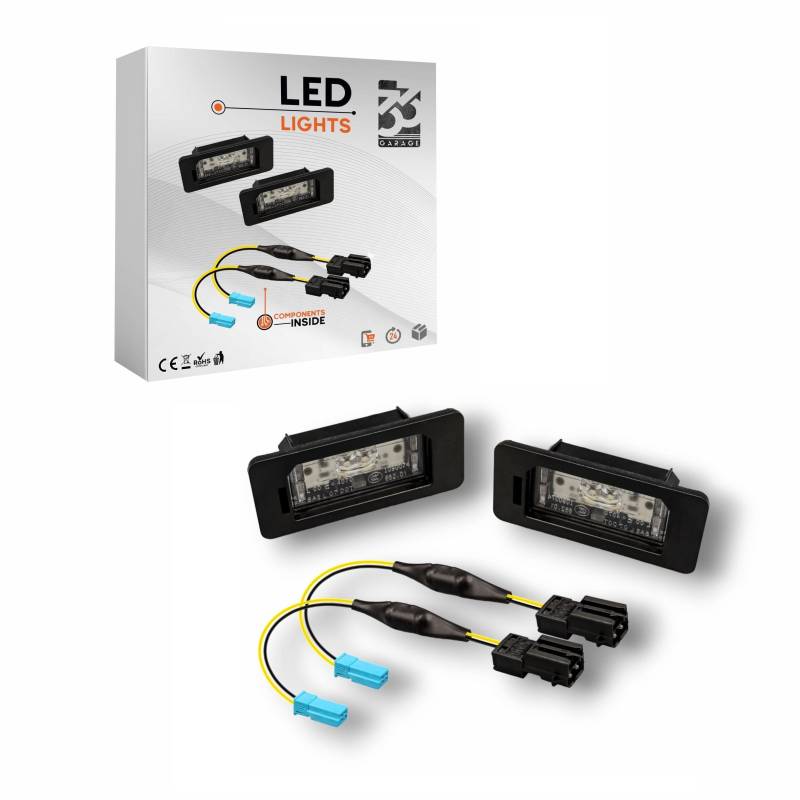 GARAGE33 | LED Kennzeichenbeleuchtung Nummernschildbeleuchtung Heckleuchten Leuchten Adapter CAN-Bus | für BMW 1er E82 E88 3er E46 E90 E91 E92 E93 5er E39 E60 E61 X5 E70 X6 E71 E72 von GARAGE33